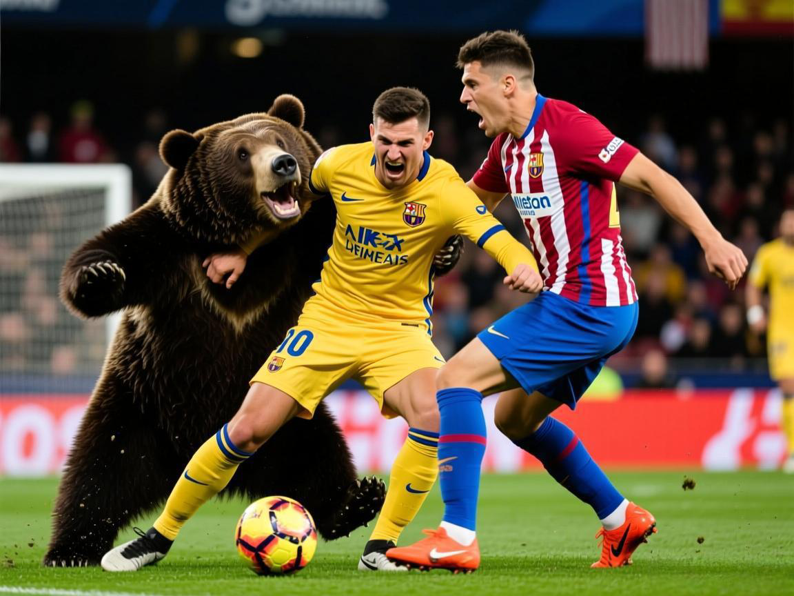 西甲小熊失控怒推对手